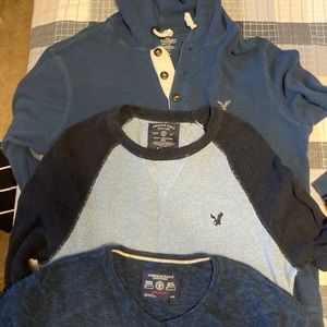 Lot 3 men blue american eagle sweaters small